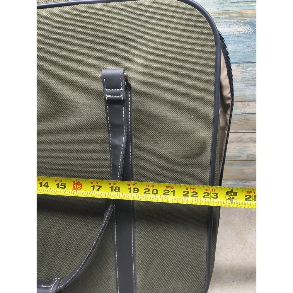 American Tourister Garment Bag Green Nylon Shoulder Strap and Blank Luggage Tag